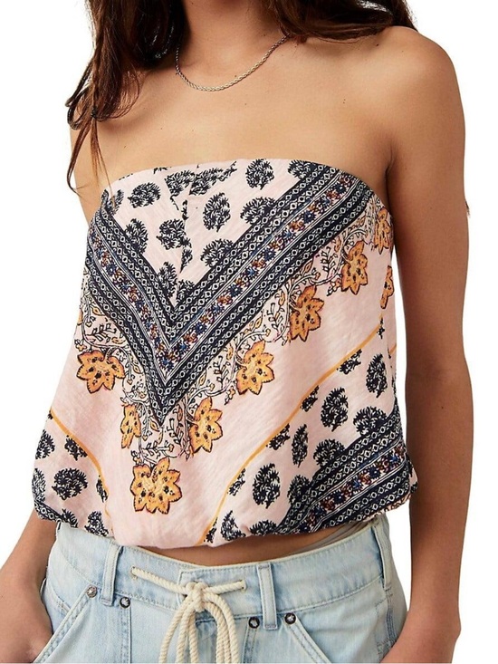 Free People Tops - Free People NWOT Striped Floral Bandeau Top - Pink